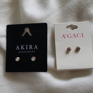 Akira diamond stud earrings set of 2